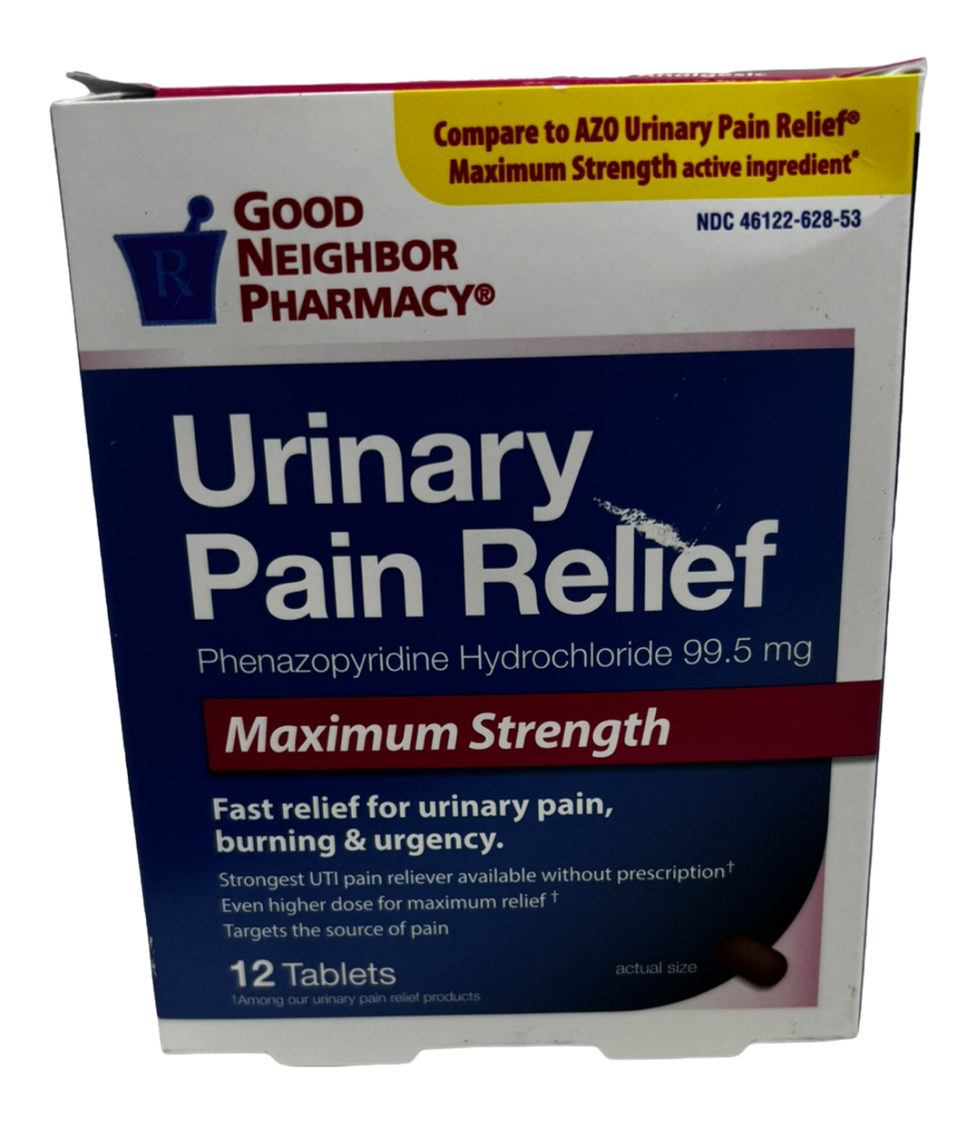 Urinary Pain Relief Phenazopyridine Hydrochloride 99.5mg Maximum Strength