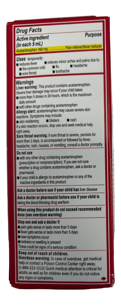 Children's Tylenol Acetaminophen Oral Suspension Pain+Fever Ages 2-11   4 fl oz [120mL] 160mg per 5 mL