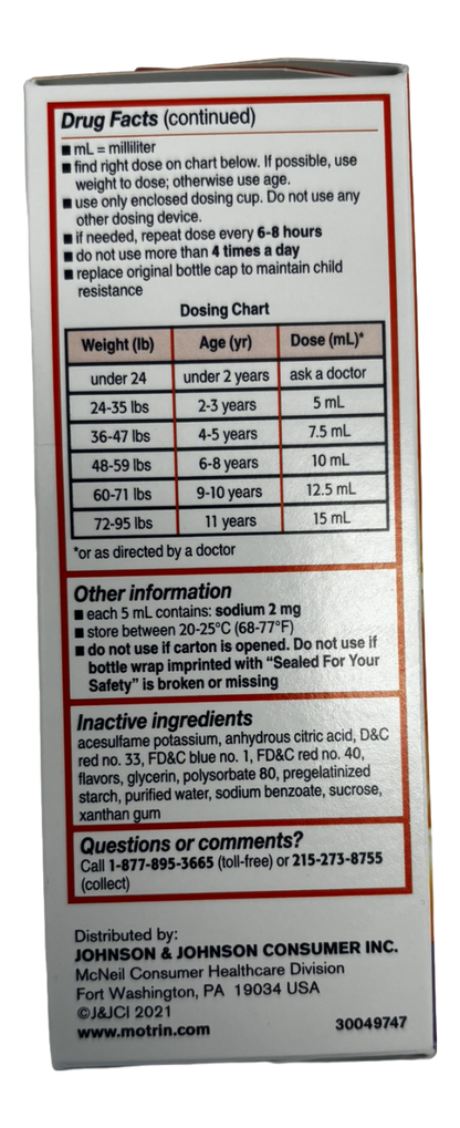 Children's MotrinPain Reliever /Fever Reducer